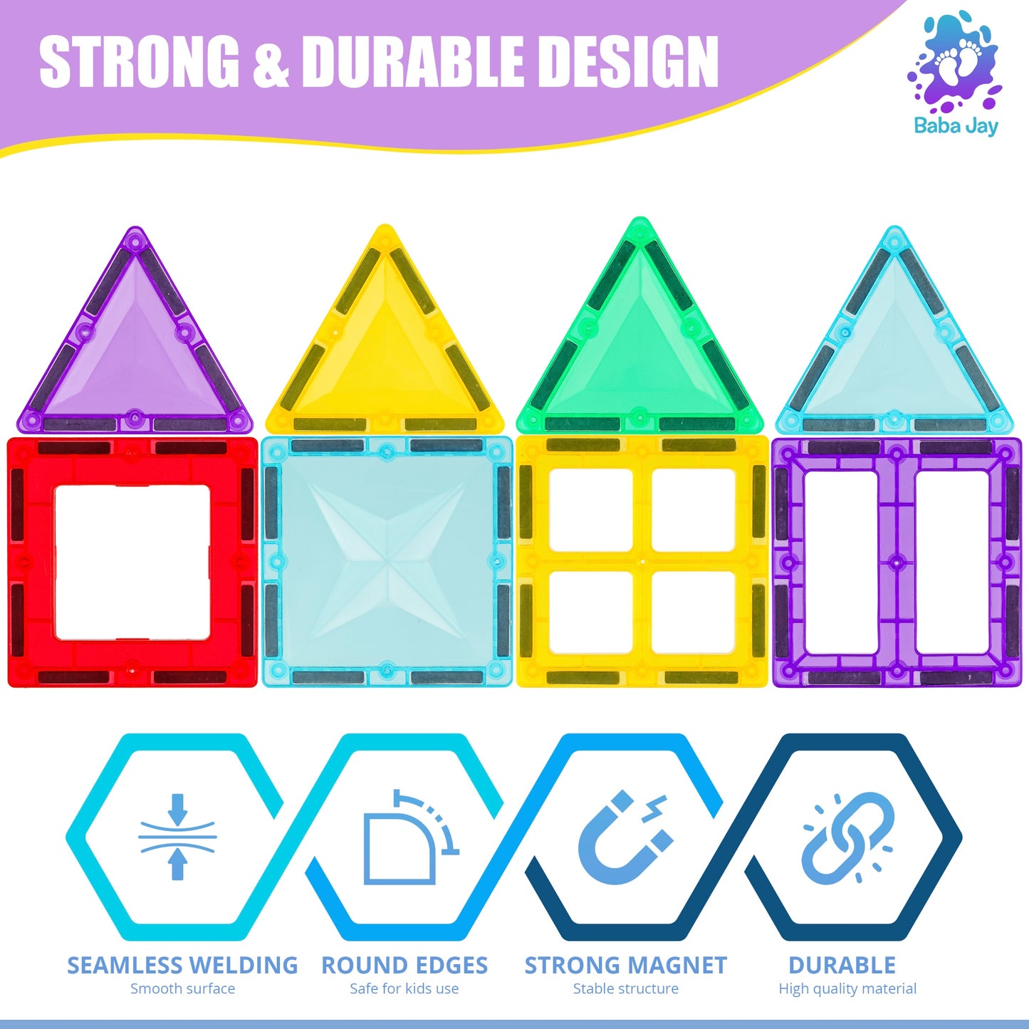 Magnetic Diamond Tiles - Base Set - 45 Pieces