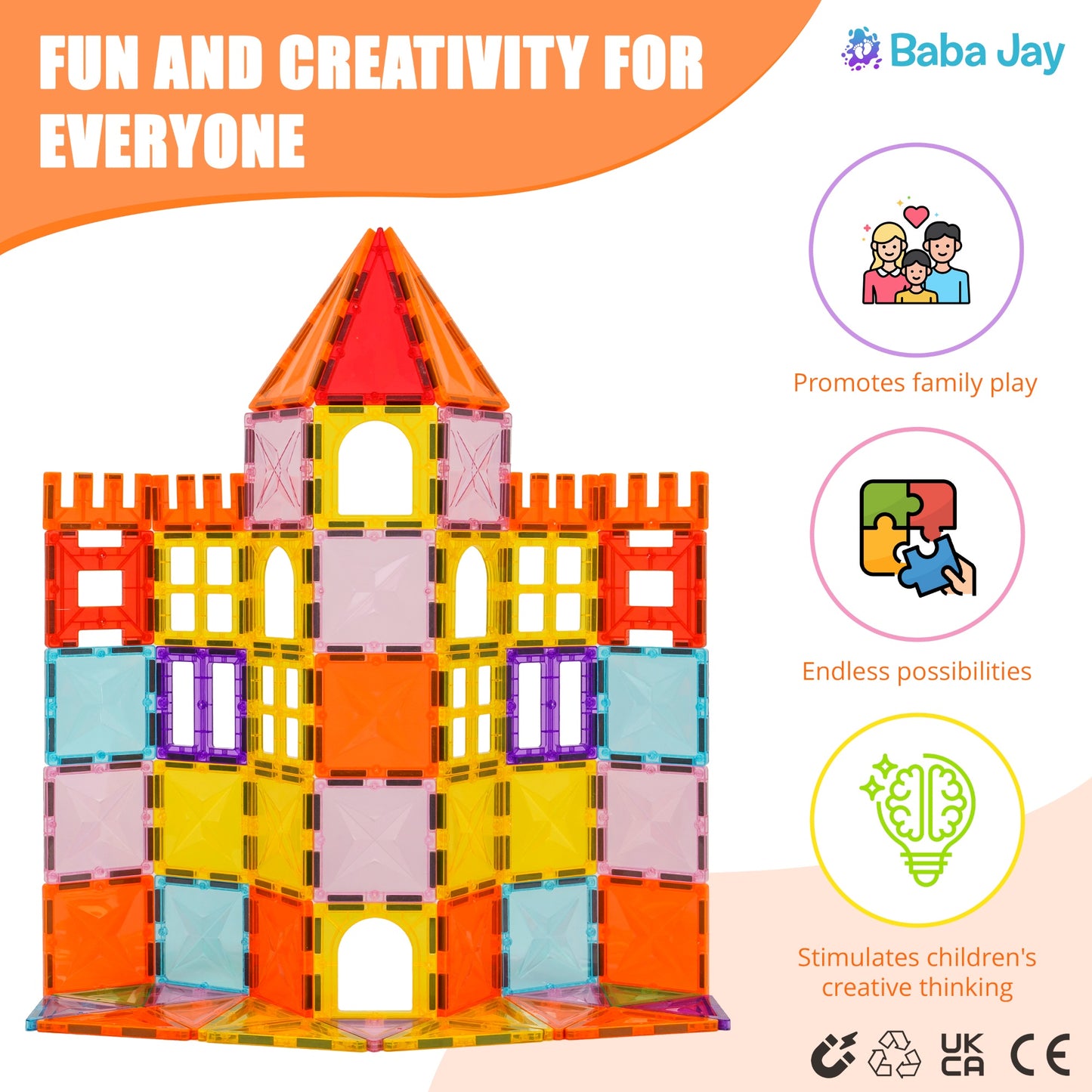 Magnetic Diamond Tiles - Base Set - 45 Pieces