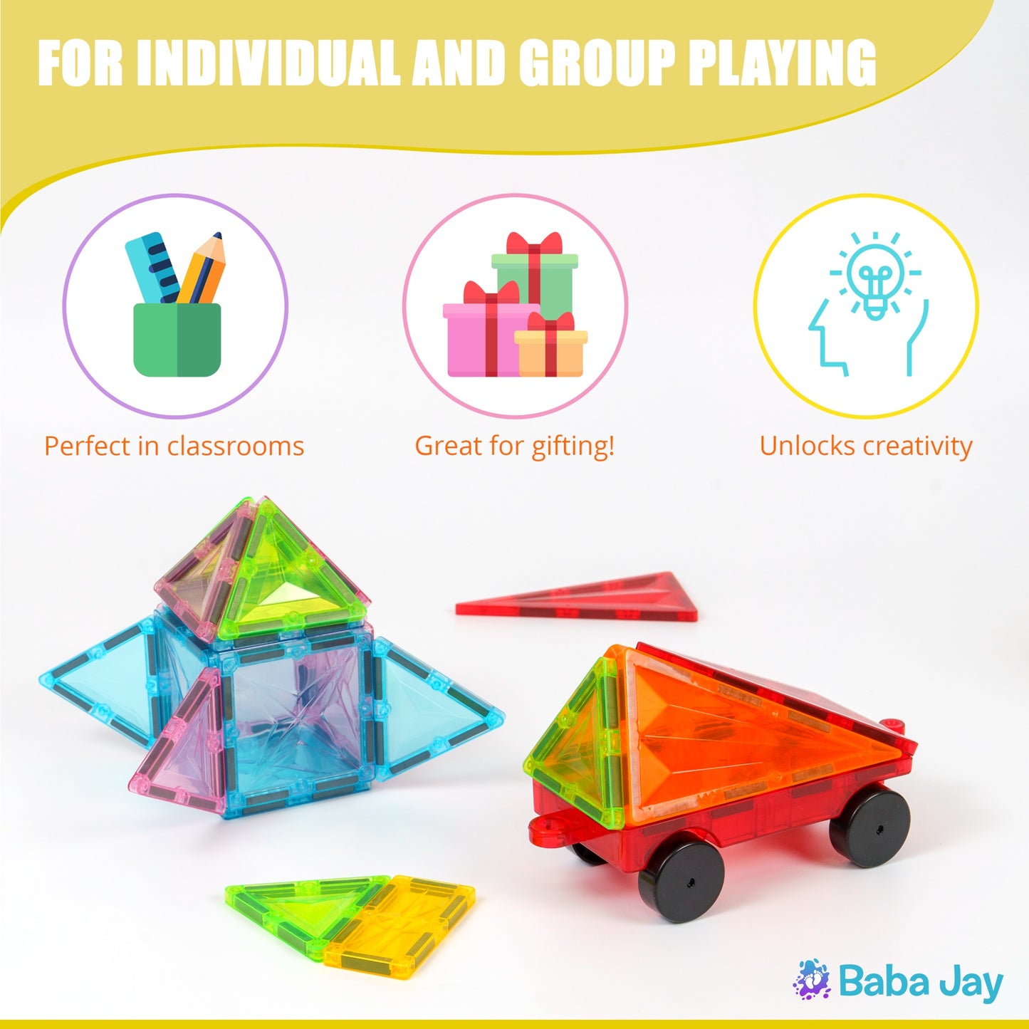 Magnetic Diamond Tiles - Base Set - 45 Pieces