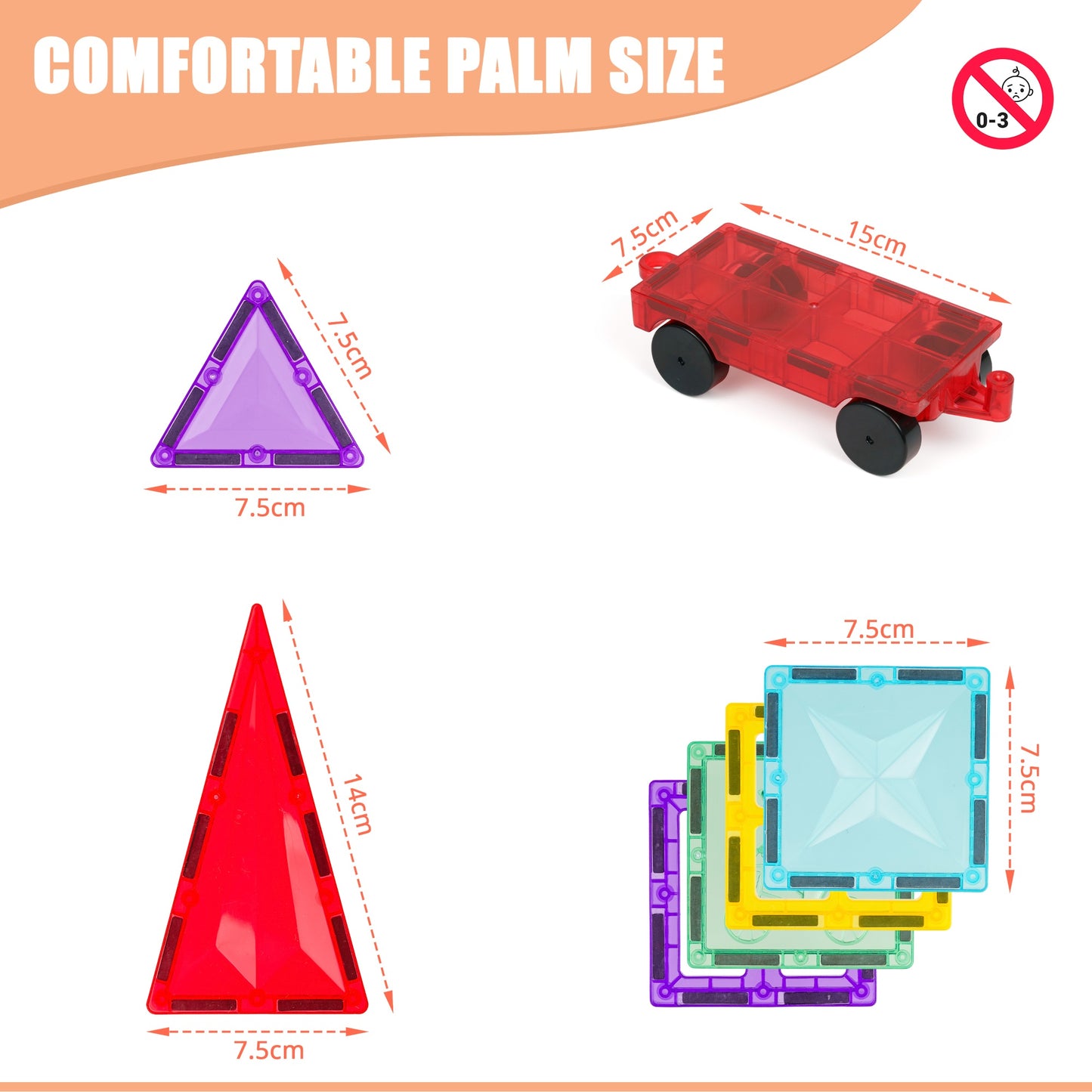 Magnetic Diamond Tiles - Base Set - 45 Pieces