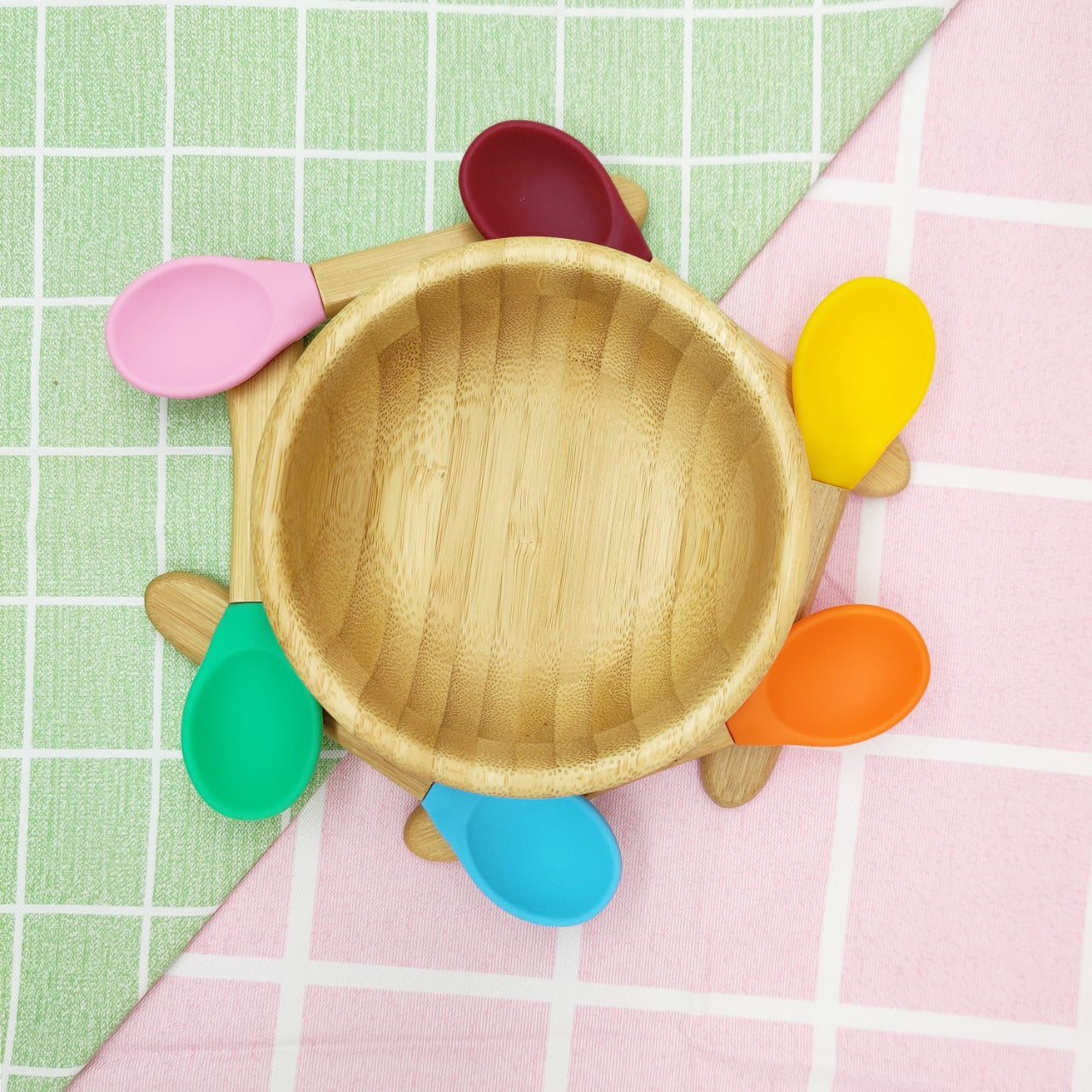 Non-slip Bamboo Baby Feeding Bowl and Spoon Set