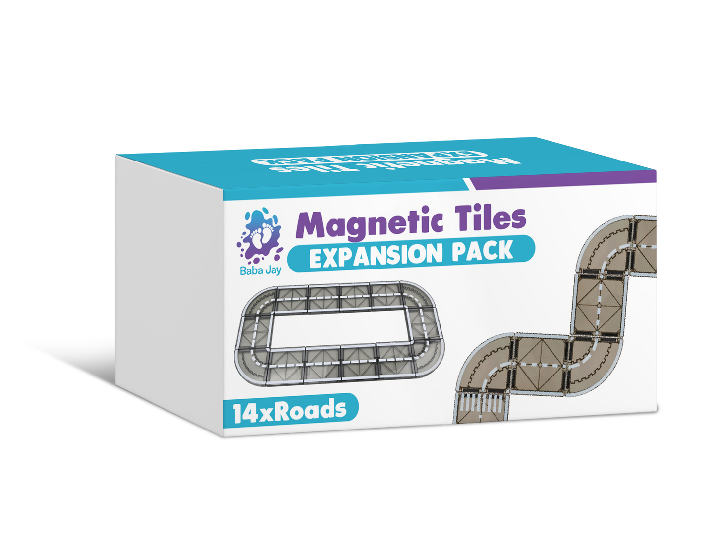 Magnetic Tiles Expansion Pack - 14 Road Pieces Set